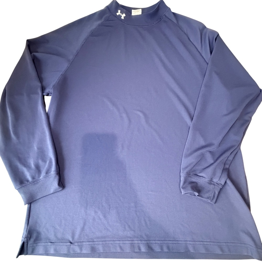 Under Armour Mock Neck Long Sleeve Shirt Mens Large Blue Stretch Gorpcore